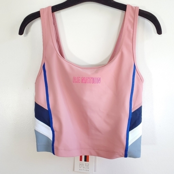 New P.E Nation Flex It Pink Pale Sports Bra Tank Top New With Tag Size Medium - Picture 11 of 16